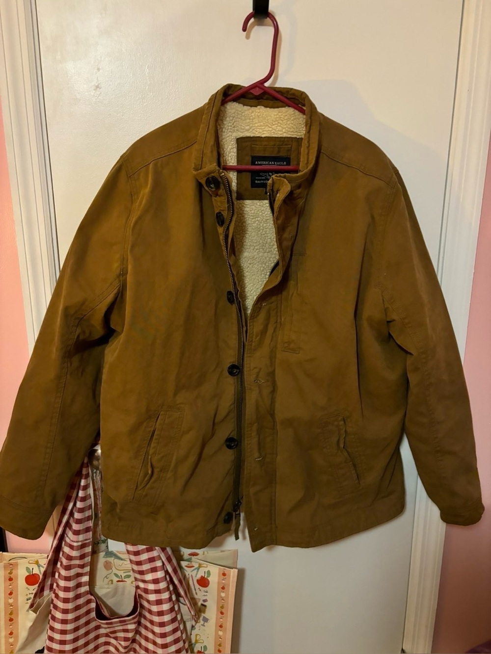 American Eagle Outfitters Men’s Tan Sherpa-Lined Field Jacket